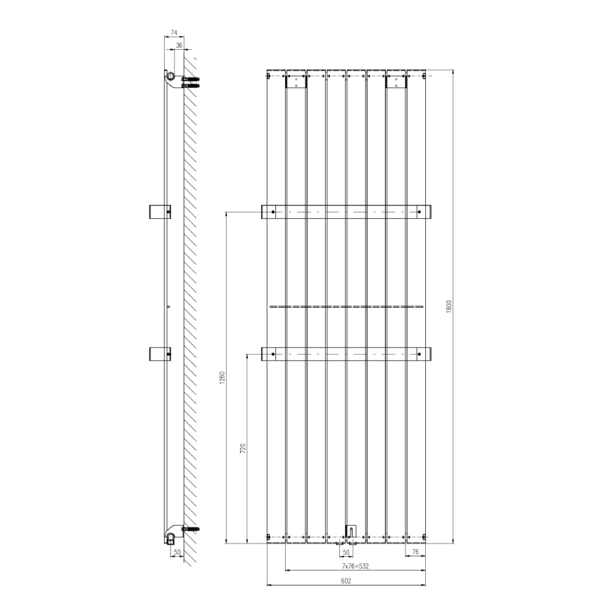 Sapho - Radiator de baie COLONNA, 180 x 60 cm, alb