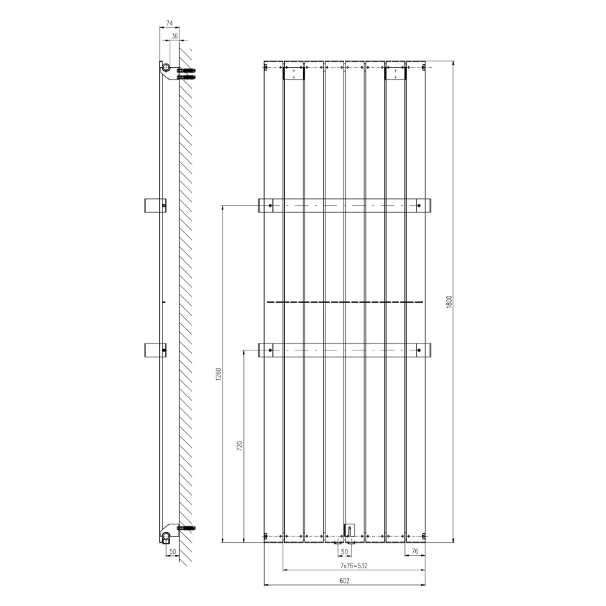 Sapho - Radiator de baie COLONNA 180x60 cm argintiu