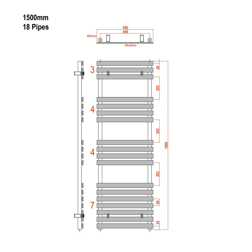 Sapho - Radiator de baie JALOUSI 150x50 cm alb