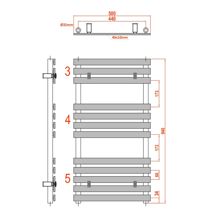 Sapho - Radiator de baie JALOUSI 94x50 cm alb