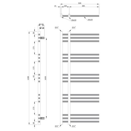 Sapho - Radiator de baie MAGDALENA 120x50 cm, crom lucios