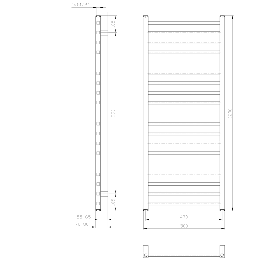 Sapho - Radiator de baie METRO, 386 W, 50 x 120 cm, alb