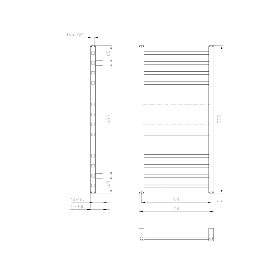 Sapho - Radiator de baie METRO 89 x 45 cm, alb