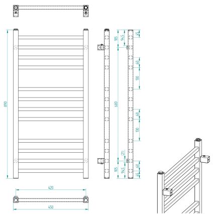Sapho - Radiator de baie METRO 89 x 45 cm, crom lucios