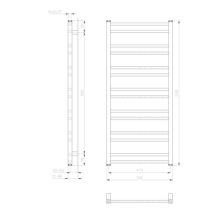 Sapho - Radiator de baie METRO DOS 110x50 cm alb mat