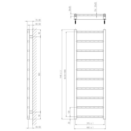 Sapho - Radiator de baie METRO DOS 114 x 40 cm, negru mat
