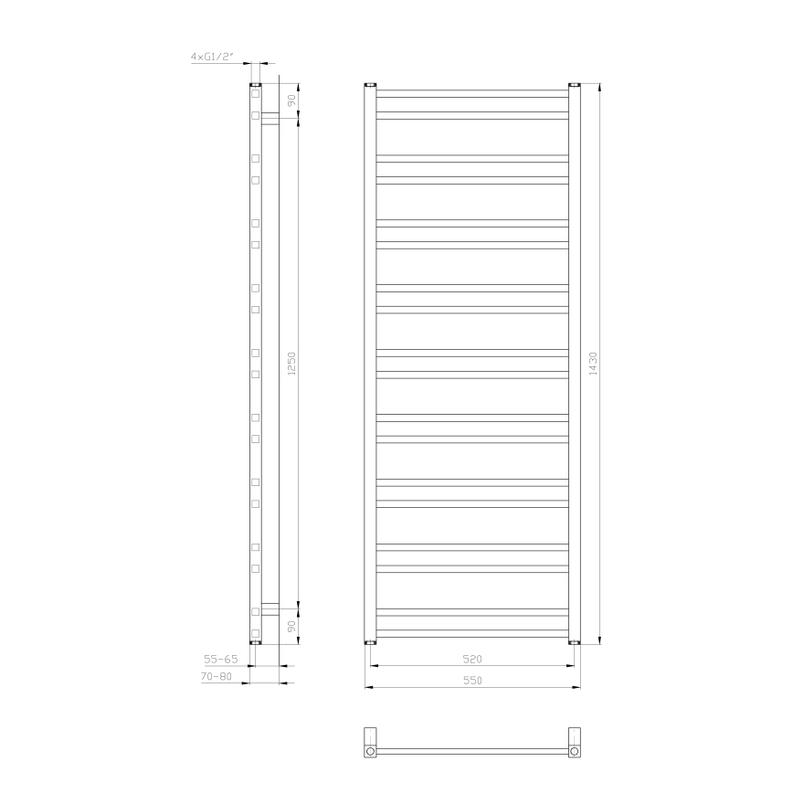 Sapho - Radiator de baie METRO DOS 143x55 cm alb mat