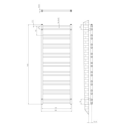 Sapho - Radiator de baie METRO DOS 143x55 cm negru mat