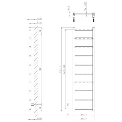 Sapho - Radiator de baie METRO LIGHT 114x30 cm crom lucios