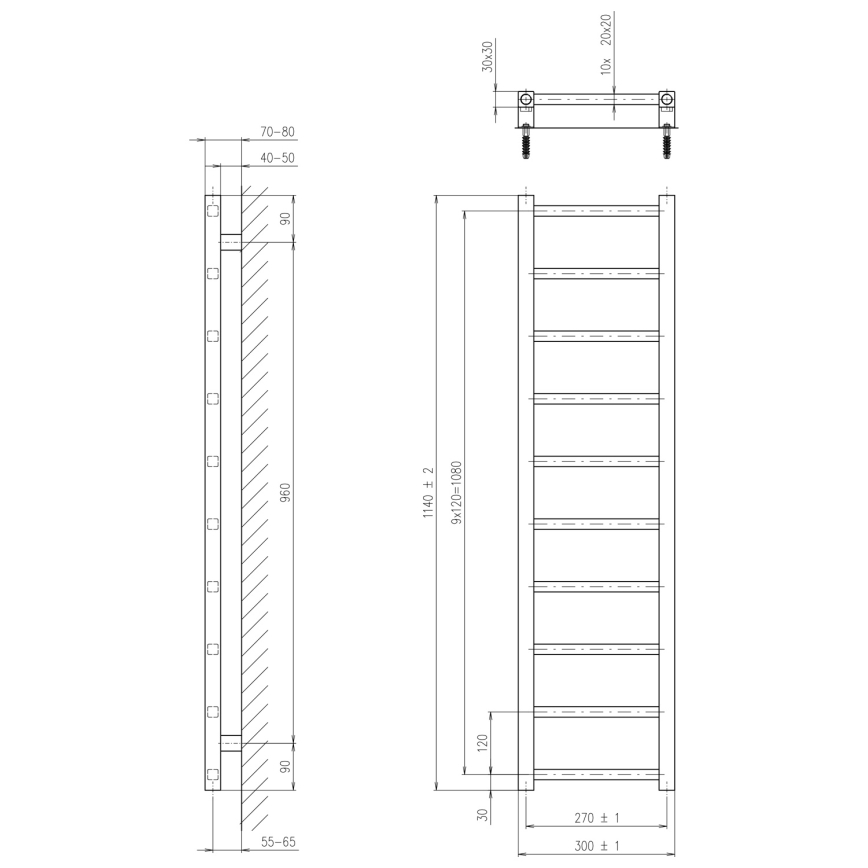 Sapho - Radiator de baie METRO LIGHT 114x30 cm crom lucios