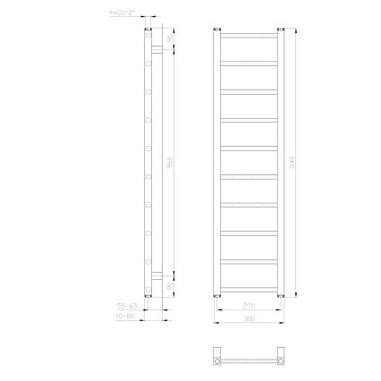 Sapho - Radiator de baie METRO LIGHT 211 W, 30 x 114 cm, alb