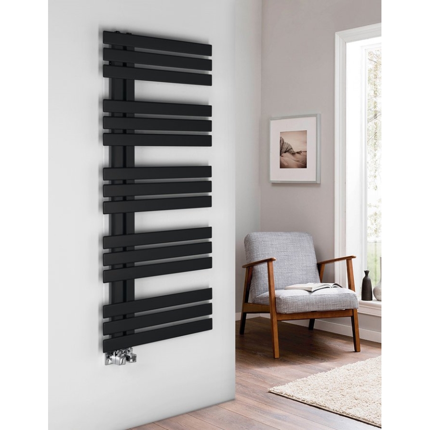 Sapho - Radiator de baie SILVANA 124x50 cm negru mat