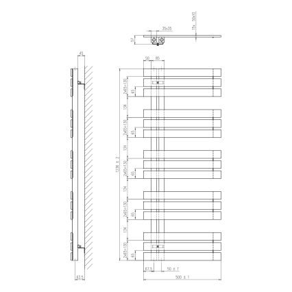 Sapho - Radiator de baie SILVANA 124x50 cm negru mat
