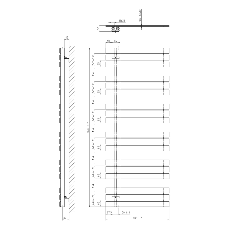 Sapho - Radiator de baie SILVANA 150x60 cm alb