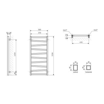 Sapho - Radiator de baie ZIG 133 x 50 cm antracit