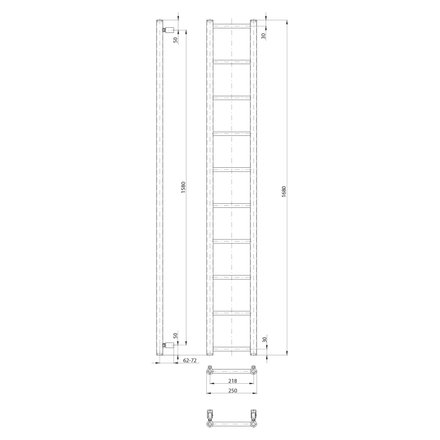 Sapho - radiator pentru baie DINA 168x25 cm negru mat