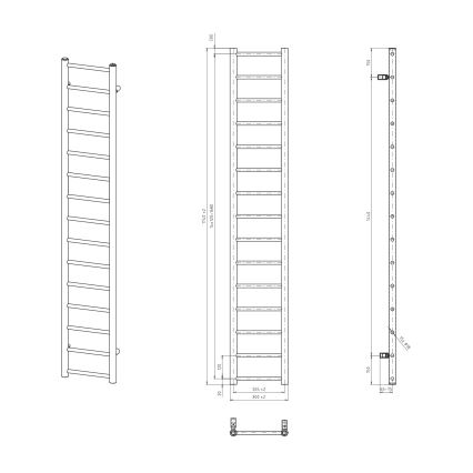 Sapho - Radiator pentru baie DINA 174x30 cm negru mat