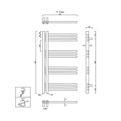 Sapho - Radiator pentru baie DORLION 361 W/230 V 50 x 90 cm alb