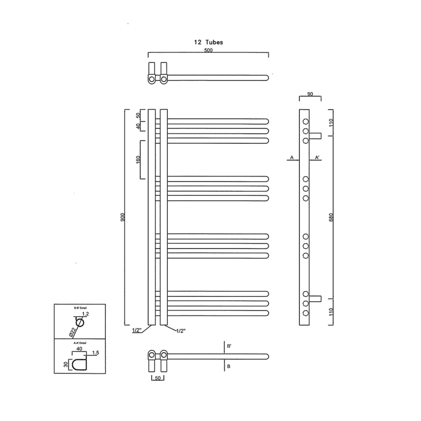 Sapho - Radiator pentru baie DORLION 361 W/230 V 50 x 90 cm alb