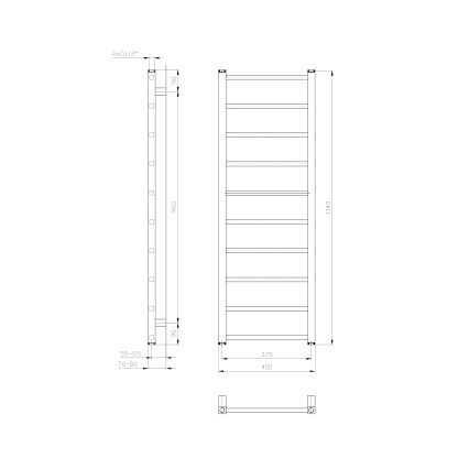 Sapho - Radiator pentru baie METRO LIGHT 114x40 cm, alb