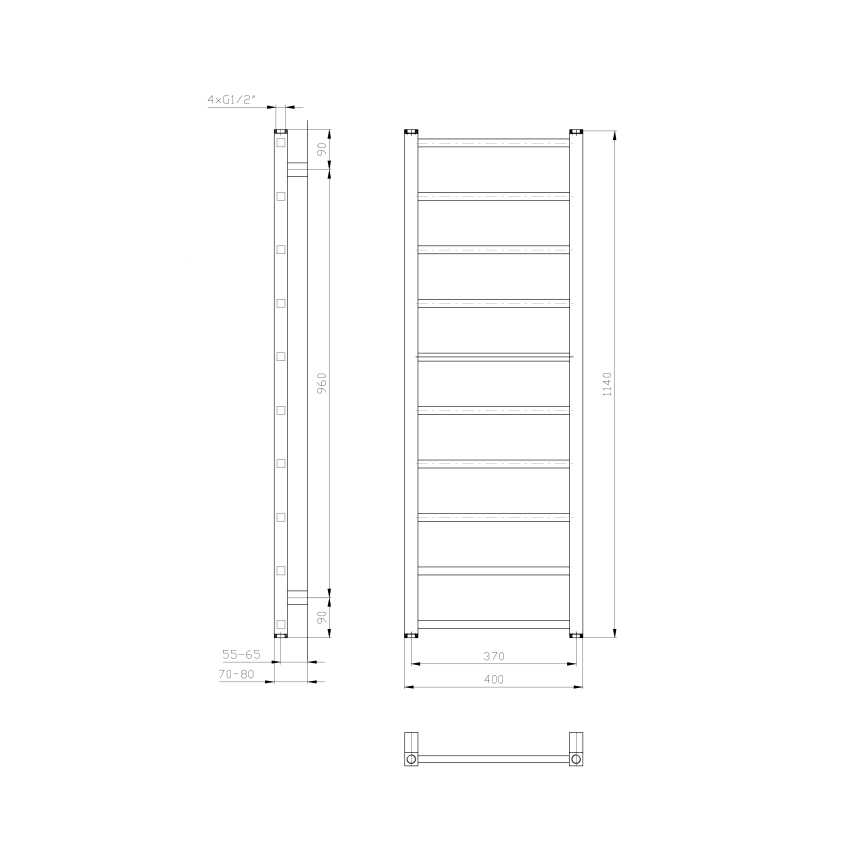 Sapho - Radiator pentru baie METRO LIGHT 114x40 cm, alb