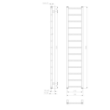 Sapho - Radiator pentru baie METRO LIGHT 150 x 30 cm, alb
