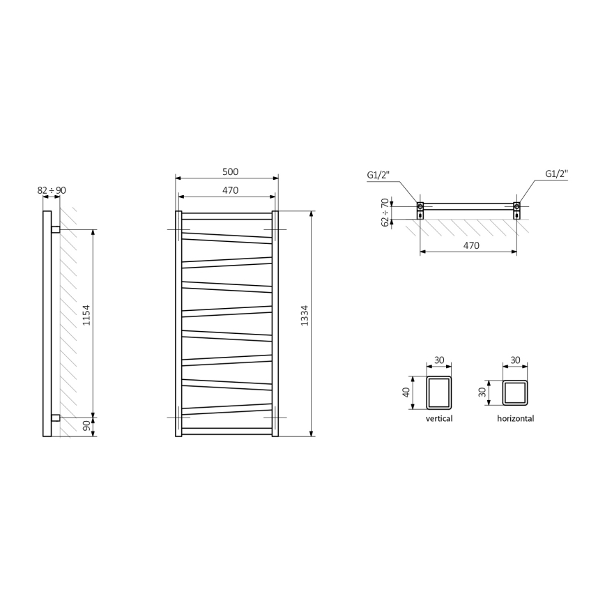 Sapho - Radiator pentru baie ZIG 133x50 cm, alb