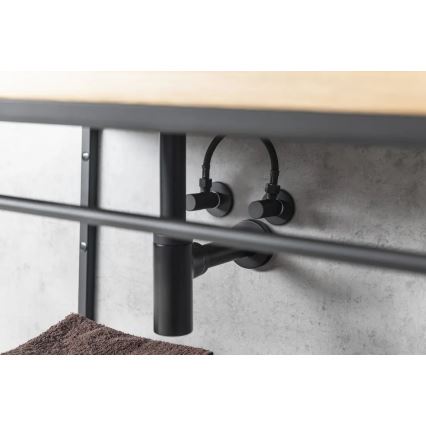 Sapho - Robinet unghiular cu rozetă rotundă, negru mat