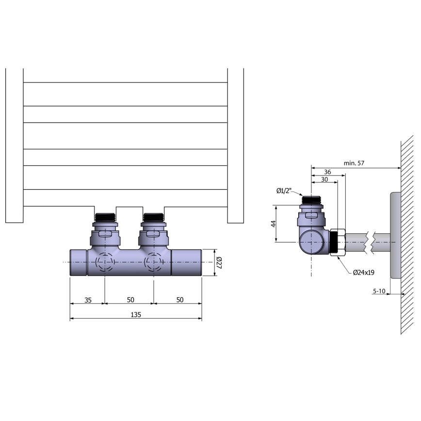 Sapho - Set de robineți pentru racord central TWIN, crom lucios