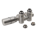 Sapho - Set termostatic de conectare TWIN COMBI, montaj central, stânga, inox mat