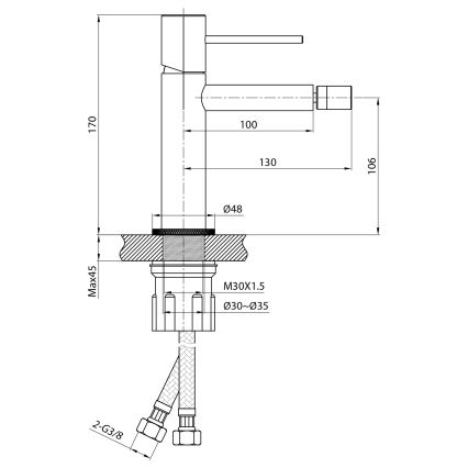 Sapho SOLARIS - Baterie pentru bideu, crom lucios