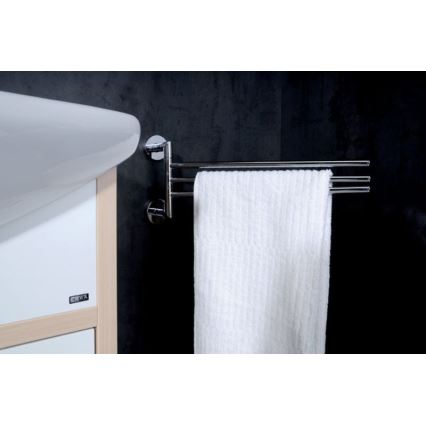 Sapho - Suport montat pe perete pentru prosoape, rotativ, X-ROUND, 19,5 x 45 cm, crom lucios