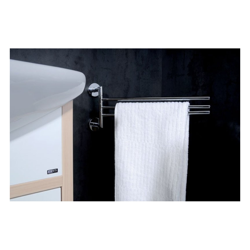 Sapho - Suport montat pe perete pentru prosoape, rotativ, X-ROUND, 19,5 x 45 cm, crom lucios