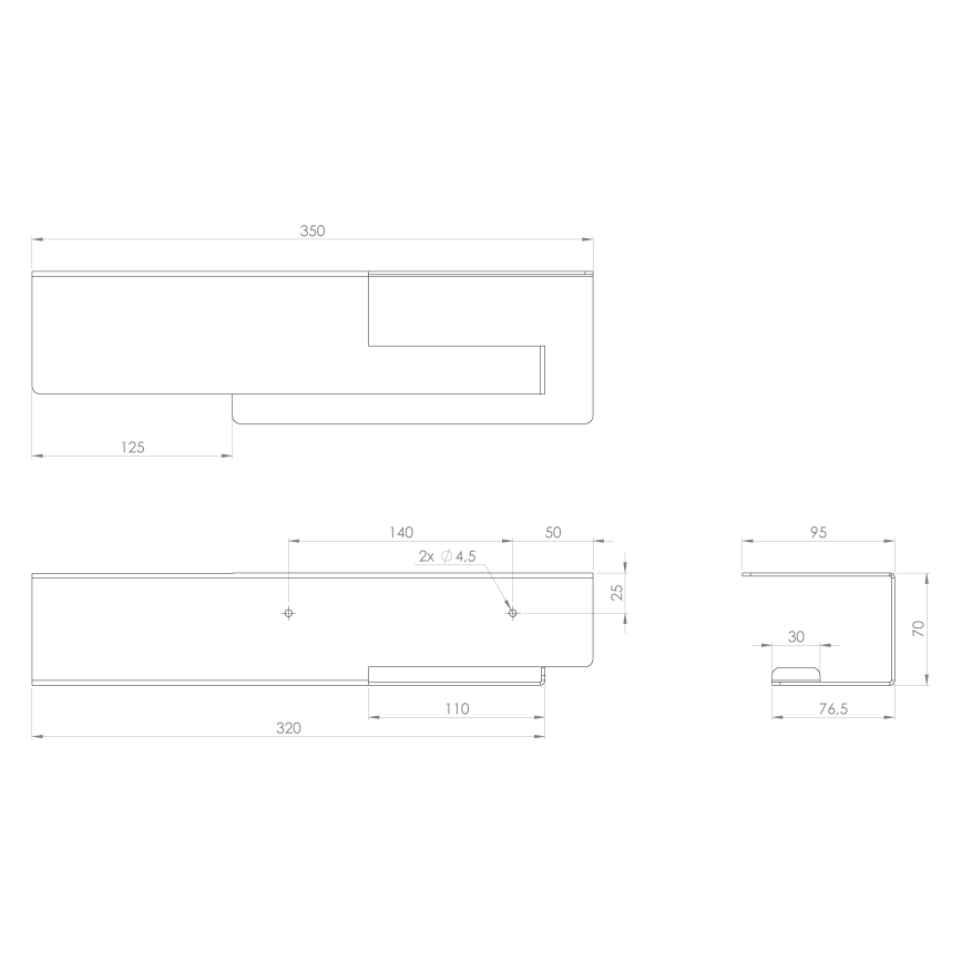 Sapho - Suport pentru hârtie igienică cu poliță, 9,5 x 35 cm, negru mat