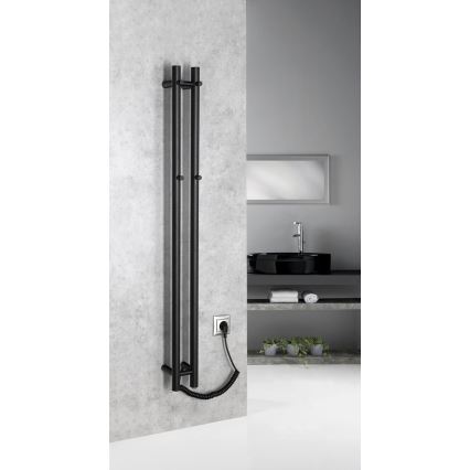 Sapho - Sușător electric pentru prosoape PAPINADO, 40 W, 120 x 11 cm, negru mat
