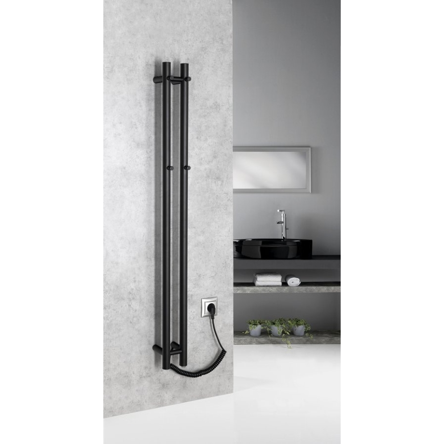 Sapho - Sușător electric pentru prosoape PAPINADO, 40 W, 120 x 11 cm, negru mat