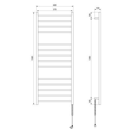 Sapho - Uscător electric de prosoape ESKINADO 130 W, 150 x 60 cm, oțel inoxidabil/crom lucios