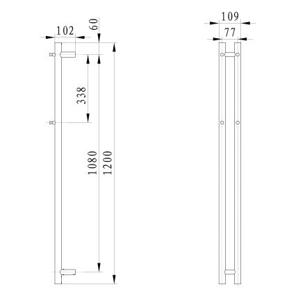 Sapho - Uscător electric de prosoape PAPINADO, 40 W, 120 x 11 cm, crom lucios