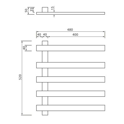Sapho - Uscător electric pentru prosoape ELCOR, 63 W, 52 x 48 cm, alb mat