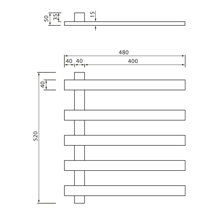 Sapho - Uscător electric pentru prosoape ELCOR, 63 W, 52 x 48 cm, alb mat