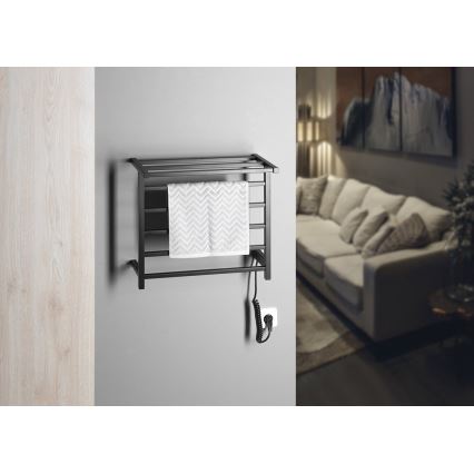 Sapho - Uscător electric pentru prosoape ELZOR, 60 W, 47 x 50 cm, negru mat