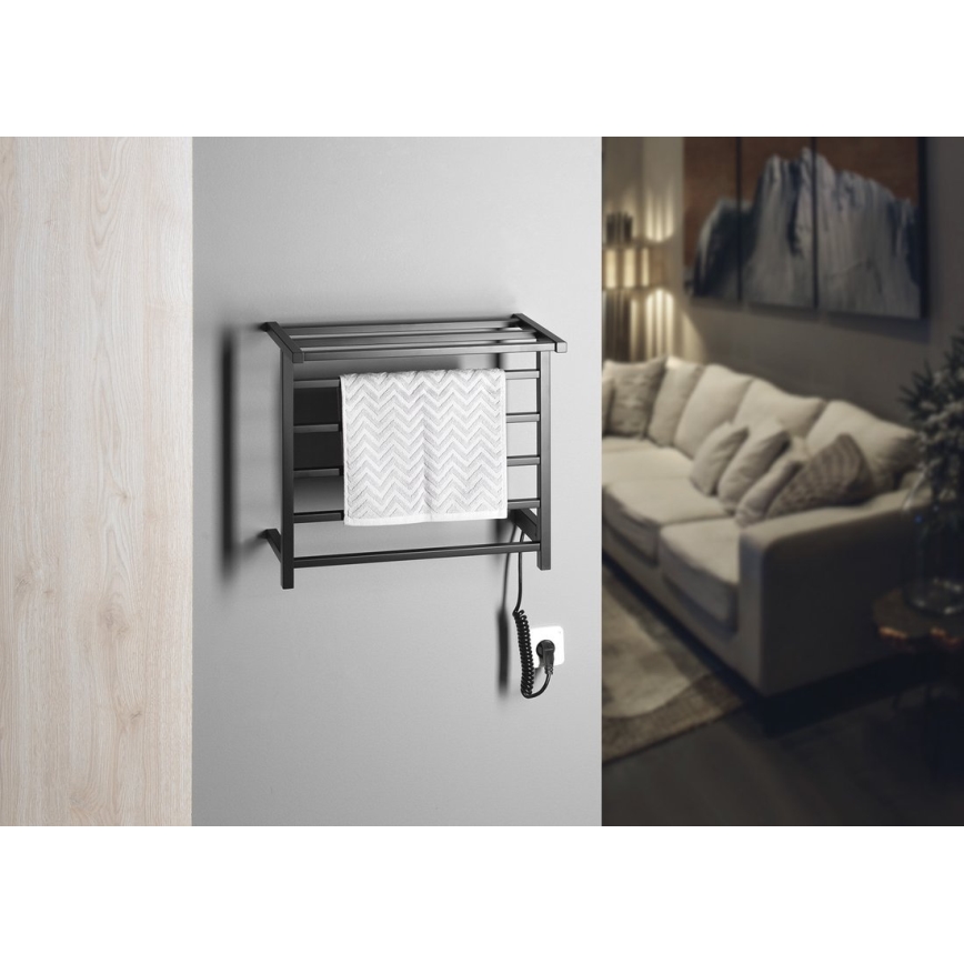 Sapho - Uscător electric pentru prosoape ELZOR, 60 W, 47 x 50 cm, negru mat