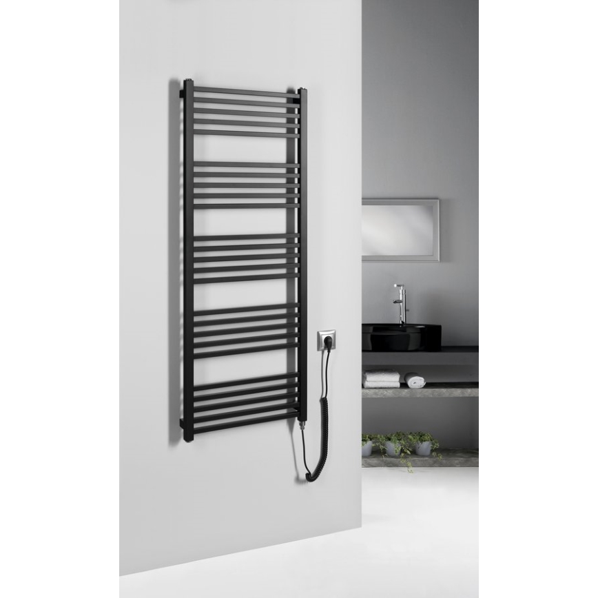 Sapho - Uscător electric pentru prosoape METRO-E, 500 W, 134 x 50 cm, negru mat