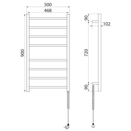 Sapho - Uscător electric pentru prosoape REDONDO, 75 W, 90 x 50 cm, crom lucios, rotund