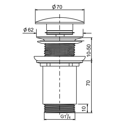 Sapho - Valvă de scurgere pentru lavoar, Ø 7 cm, negru mat/crom lucios