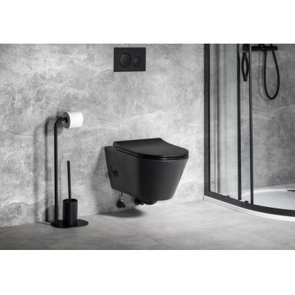 Sapho - Vas WC suspendat cu pulverizator bidet, ceramică, negru mat