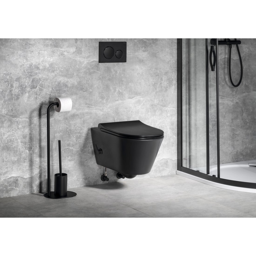 Sapho - Vas WC suspendat cu pulverizator bidet, ceramică, negru mat