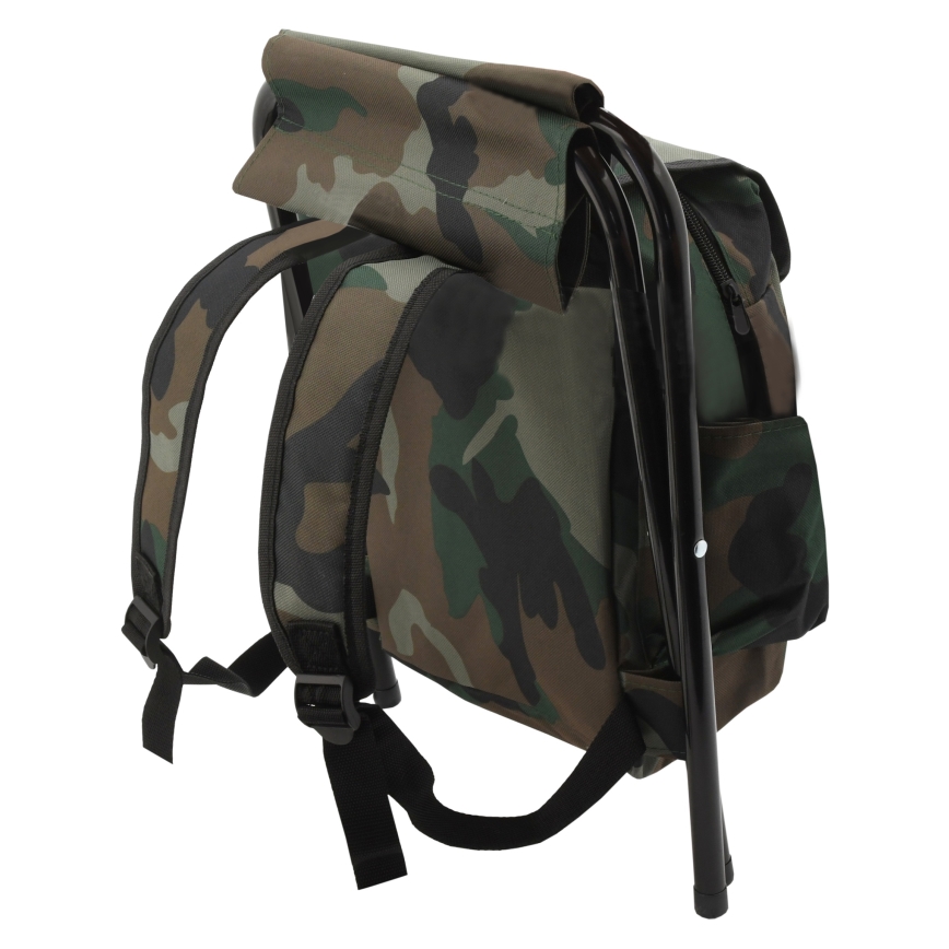 Scaun pliabil de camping cu rucsac, model camuflaj