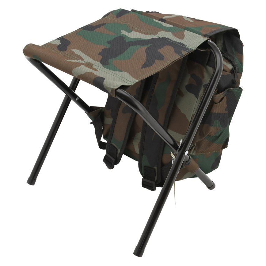 Scaun pliabil de camping cu rucsac, model camuflaj