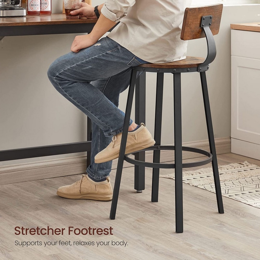 Scaun de bar AVEN maro/negru